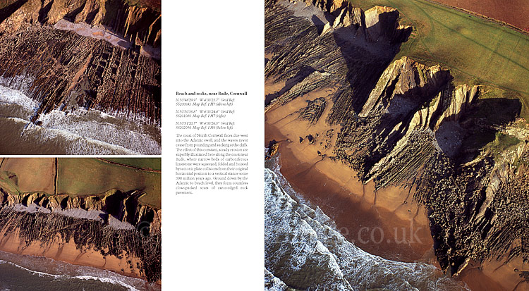 Aerial Coast of Cornwall, South west England: Cliffs near Bude