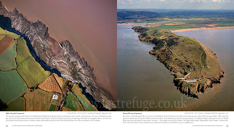 Aerial Coast of Somerset, South West England: Kilve, Brean Down