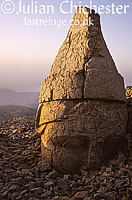 Colossal head at dawn. From the tomb of Antiochus I, King of Commagene, atop Nemrut Dagi (Mount Nimrod), Eastern Turkey. 34 BC