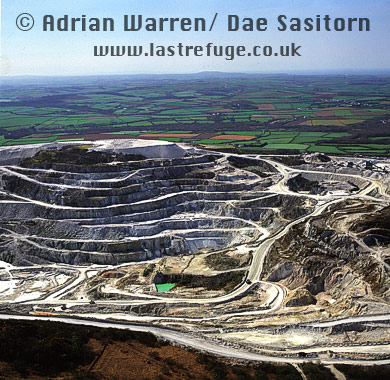 Aerial view of China Clay Quarries, St. Austell, cornwall