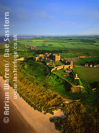 Aerial image of Bamburgh Castle, Northumberland