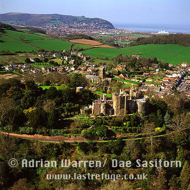 Aerial image of Dunster Castle, Somerset