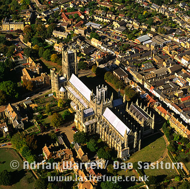 Aerial view of Ely Cathedral, Cambridgeshire, England