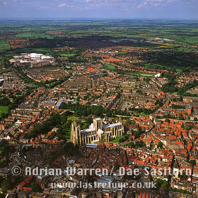 Aerial photo of York and York Cathedral, Yorkshire, England