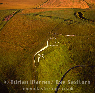 Aerial image of Uffington White Horse, Oxfordshire, England