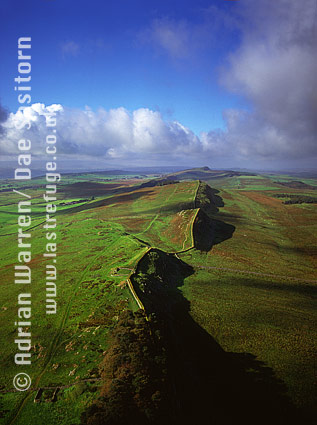 Hadrian's Wall near Housesteads Roman Fort,  Northumberland, North West England