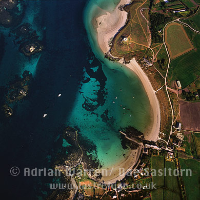 Aerial photo of Green Porth, Old Grimsby, Tresco, Isles of Scilly