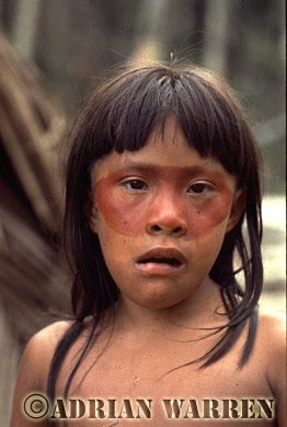 AW_Waorani02, Waorani Indians : Use of ACHIOTE for decoration, rio Cononaco, Ecuador, 1983