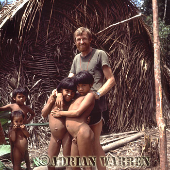 AW_Waorani30, Waorani Indians, Children with James (Jim) Yost, Rio Cononaco, Ecuador, 1983