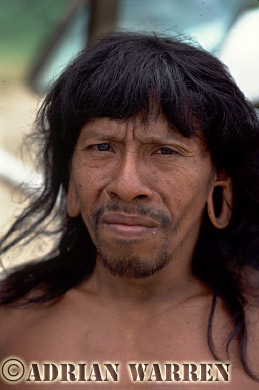 AW_Waorani60, Waorani Indians, Portrait of man, rio Cononaco, Ecuador, 1983