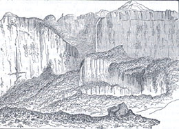 The Ledge of Roraima, from a sketch by Im Thurn, 1885